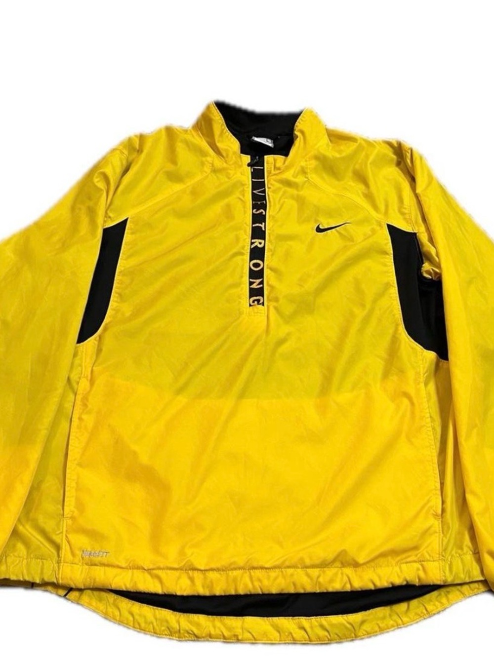 Nike Livestrong Mens Size L Neon Yellow Windbreaker Pullover Jacket